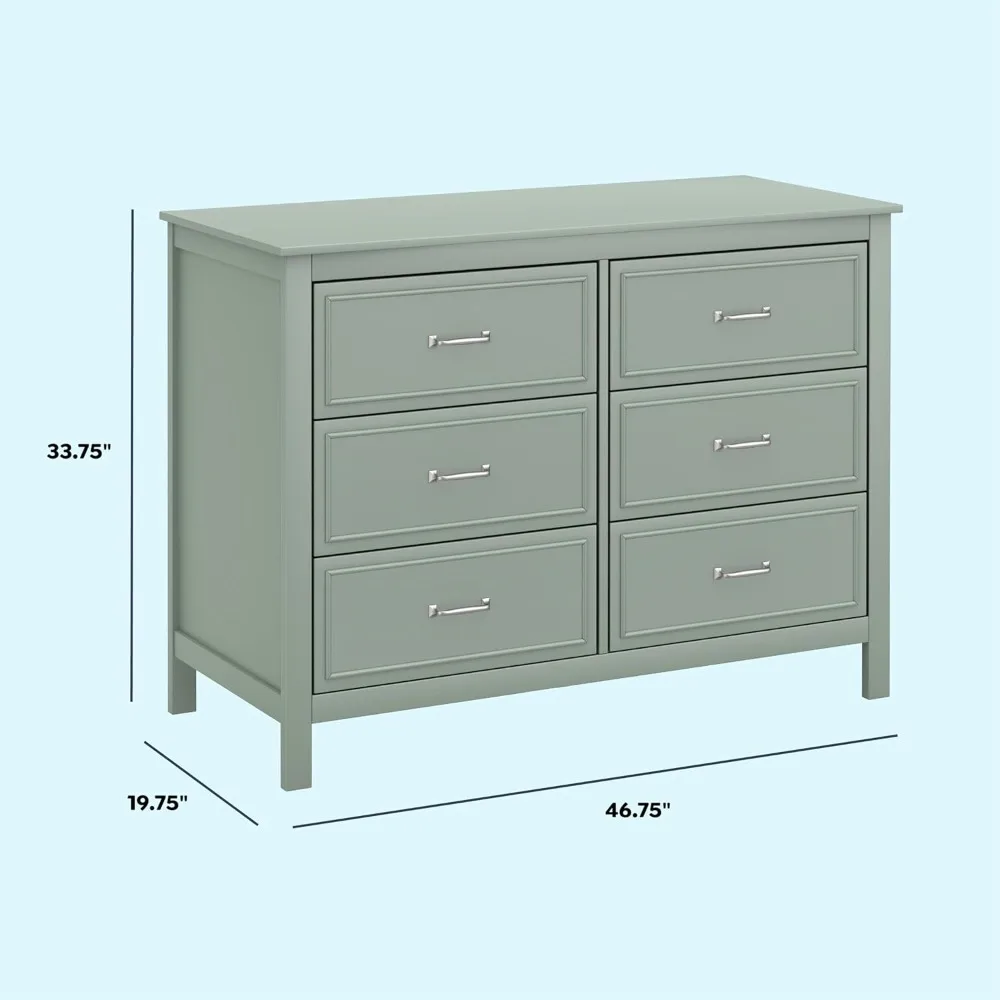 6-Drawer Double Dresser in Light Sage, GREENGUARD Gold Certified