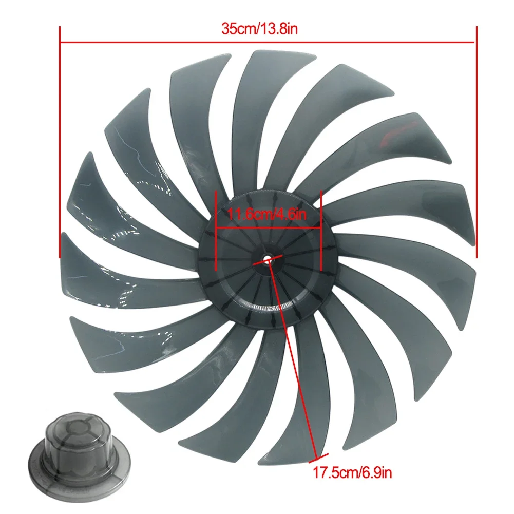 Aspas de ventilador de hojas, plástico PP ligero negro de 14 pulgadas con cubierta de tuerca, 14 pulgadas, nuevo, práctico de alta calidad