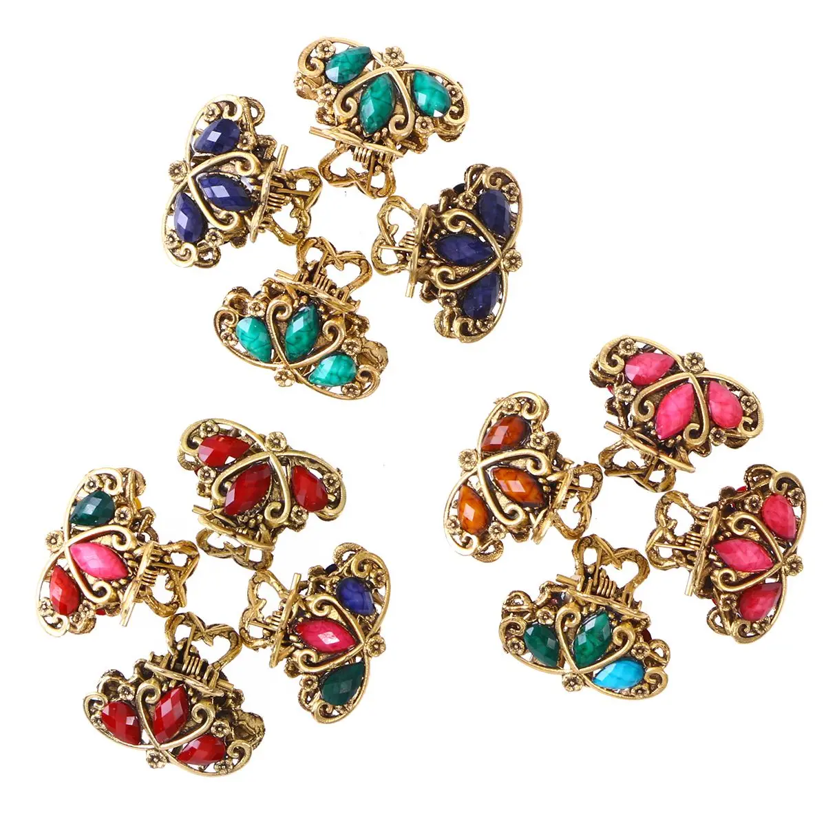 

12 Pcs Gem Claw Clip Charming Hair Accessories Crystal Pin Barrettes Wedding Hair Clip Headwears Pageant Prom Birthday