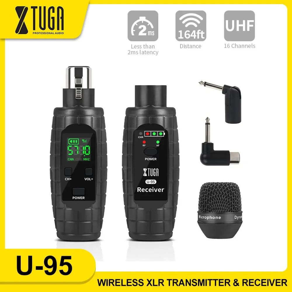 

XTUGA U-95 UHF Wired To Wireless Professional Microphone Adapter For Dynamic Handheld Microphone High-quality Audio Transmission