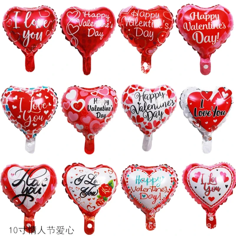 New 10 Inch Round Love Shape English Aluminum Film Balloon Birthday Valentine's Day Party Wedding Wedding Room Scene Decoration