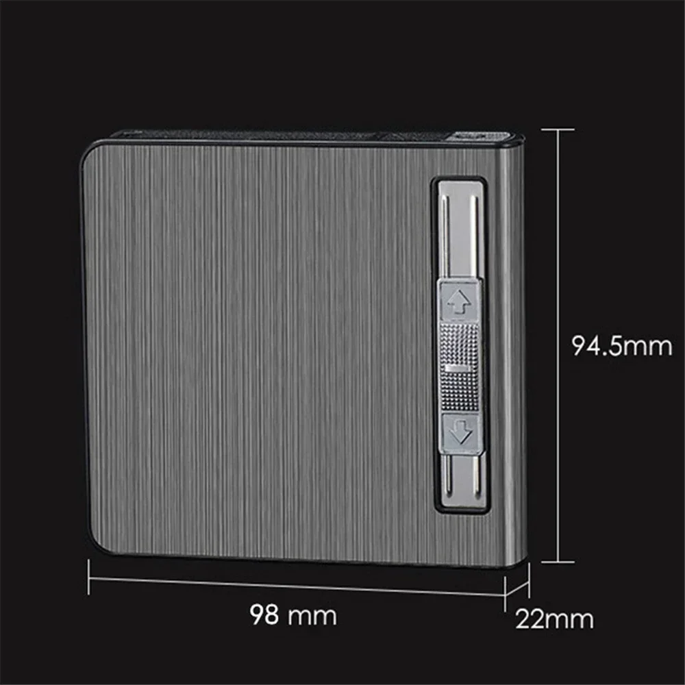 Automatic Pop-Up Cigarette Case with Inflatable Lighter Holds 20 Cigarettes Anti-Pressure Metal Cigarette Case Gift for Men