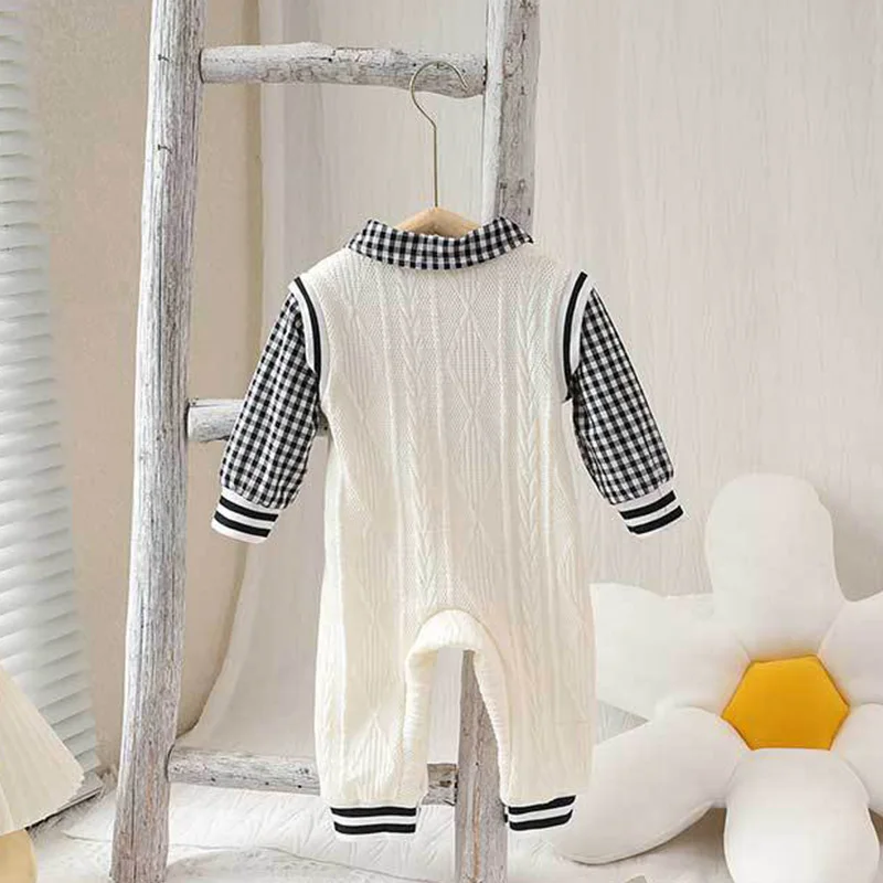 One-Piece Baby Romper Knitted Cartoon Bear Baby Boys Girl Clothes Long Sleeves Autumn Kids Jumpsuits Toddler Infant Clothing