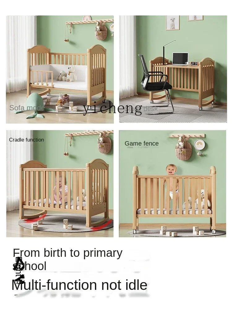 Baby Splicing Bed Movable Solid Wood Multifunctional Bassinet Children's Bed Babies' Bed