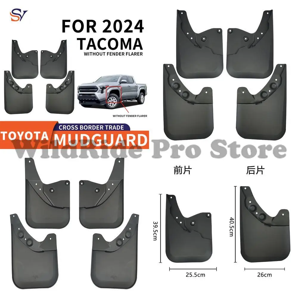 

Front & Rear Mud Flaps for 2024 Toyota Tacoma Without Fender Flares Easy Installation PP Plastic Protective Fender Guards