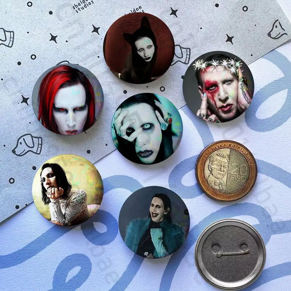 

M-MarilynS M-MansonS 58mm Icon Badge Handmade Tinplate Brooch for Backpack Clothes Chest Ornament Gifts