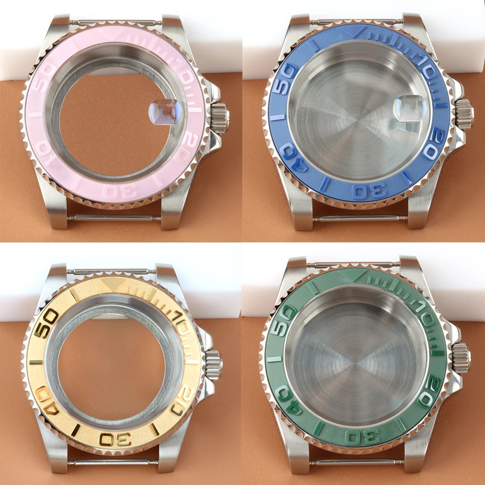Silvery 40mm Watch Case Sapphire Glass For Seiko Nh35 Nh36 NH34 NH38 Movement 28.5mm Dial 316L Stainless Steel YACHT-MASTER Case