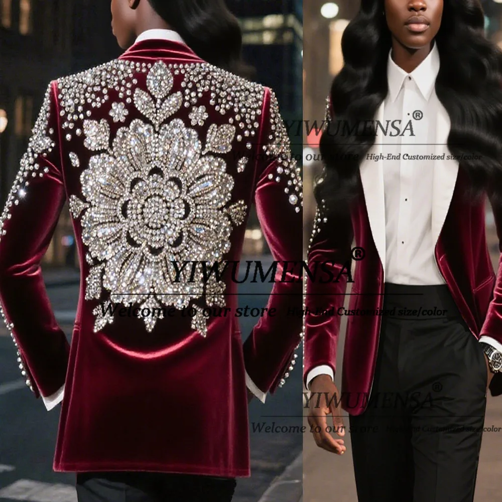 

Luxury Beaded Stones Suits Women For Wedding Guest Shawl Lapel Prom Blazers Customized 2 Pieces Sets Mother Of Bride Dress 2026
