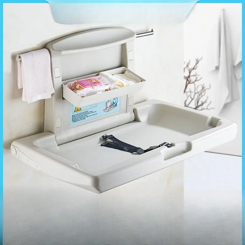 Wall-mounted public toilet table Nylon safety flipping bed safety folding