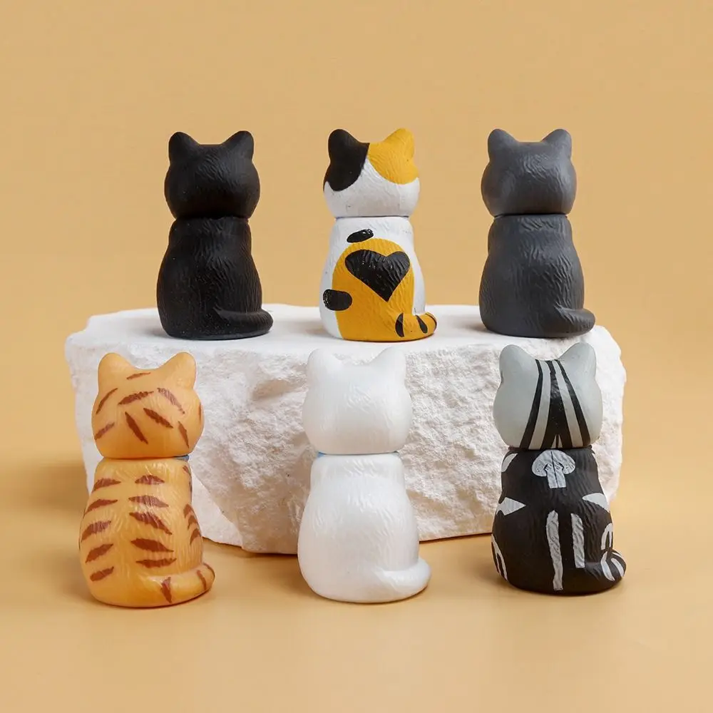 PVC Statue Simulated Cat Model Doll Small Bell Black Cat Sitting Cat Figure Toy Creative Cartoon Mini Cat Ornament