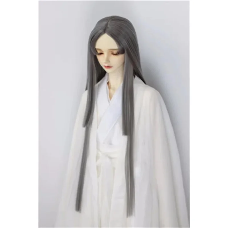 Peluca de pelo largo y liso con parte central, corte de tres capas, Unisex, BJD/SD, seda de alta temperatura, negro y verde, accesorios para muñecas, 1/3 1/4 1/6