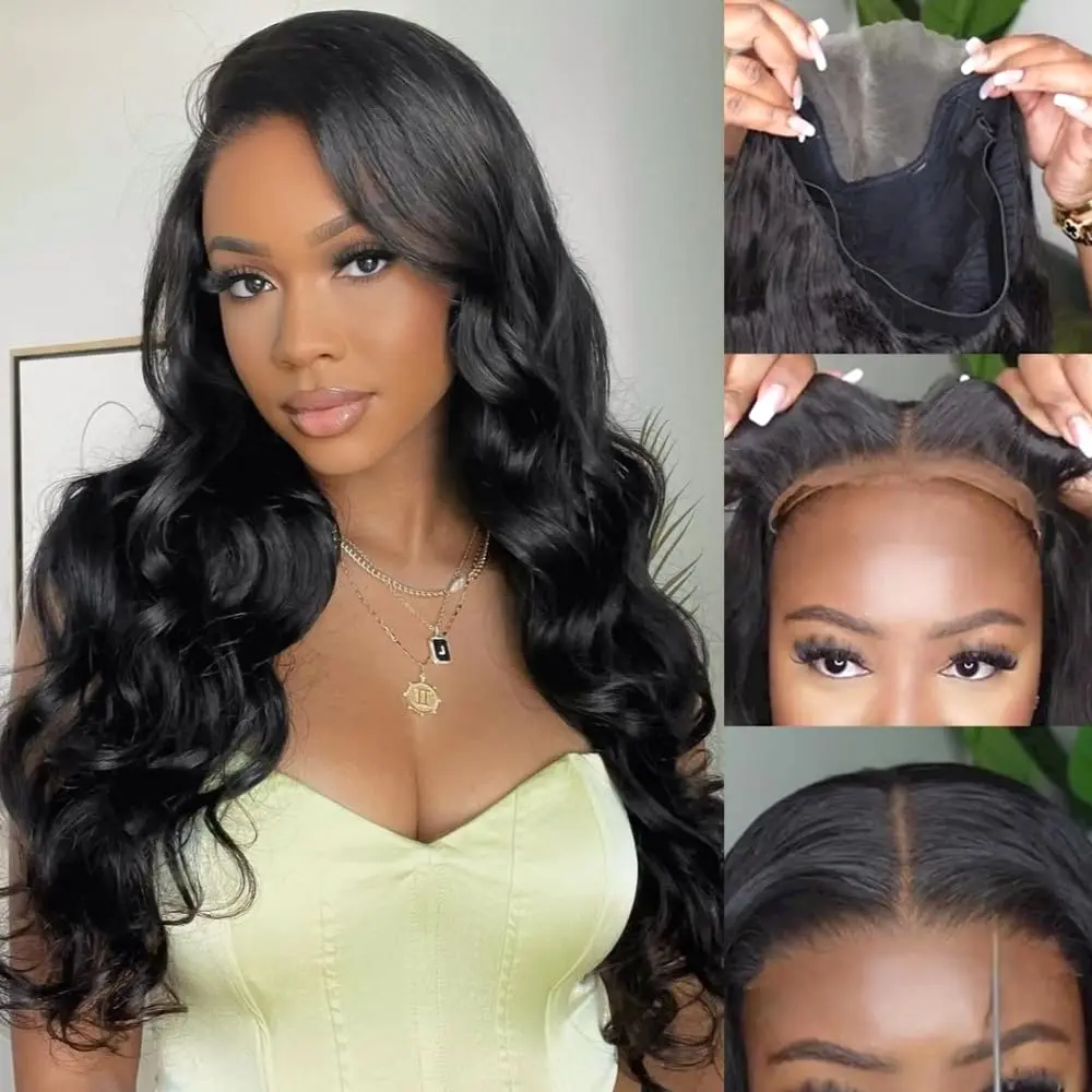 Glueless Wear And Go Prelucked Human Peruvian Body Wave Hair Wig 4x4 Closure  Transparent  Pre cut Ready Wear And Go Lace