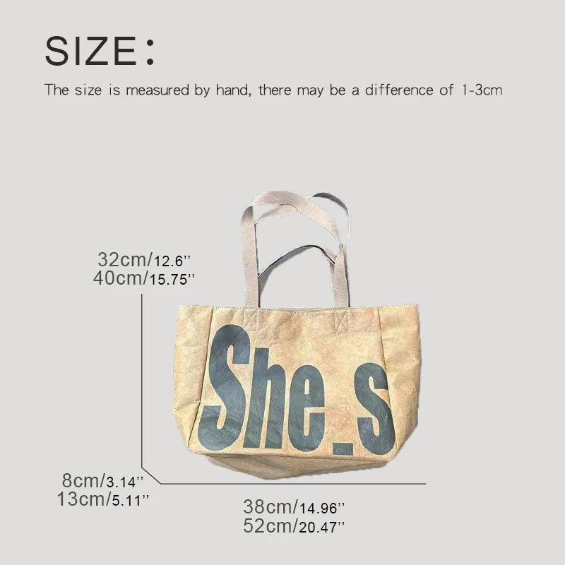 Fashion Oversize Kraft Paper Tote Bags For Women Luxury Designer Handbag And Purses 2025 New In Large Capacity Underarm Shoulder