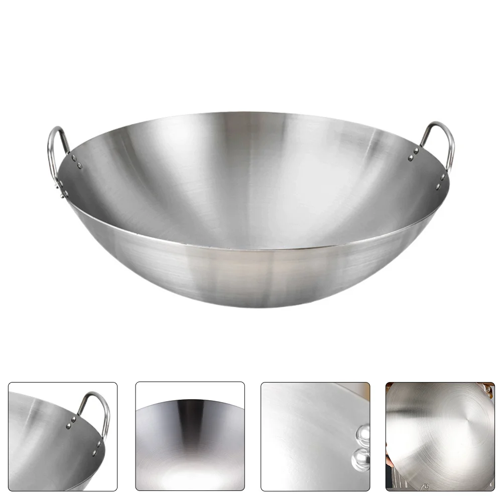 

Stainless Steel Wok Kitchen Gadget Premium Pot Utensil Practical Cooking Pan Frying for Home Pans