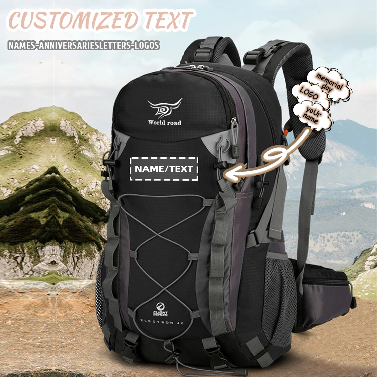 

Logo Customized Backpack for Men, Trendy Professional Outdoor Travel Backpack, Waterproof, Lightweight, Large Capacity, Travel Business Backpack for Women, DIY