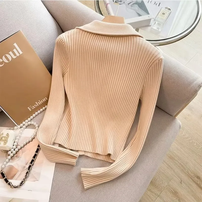 

Knitted Cardigan Jacket Women Autumn New 2025 Long Sleeve Zipper Knitted Sweaters Female Casual All-match Short Slim Ladie Tops