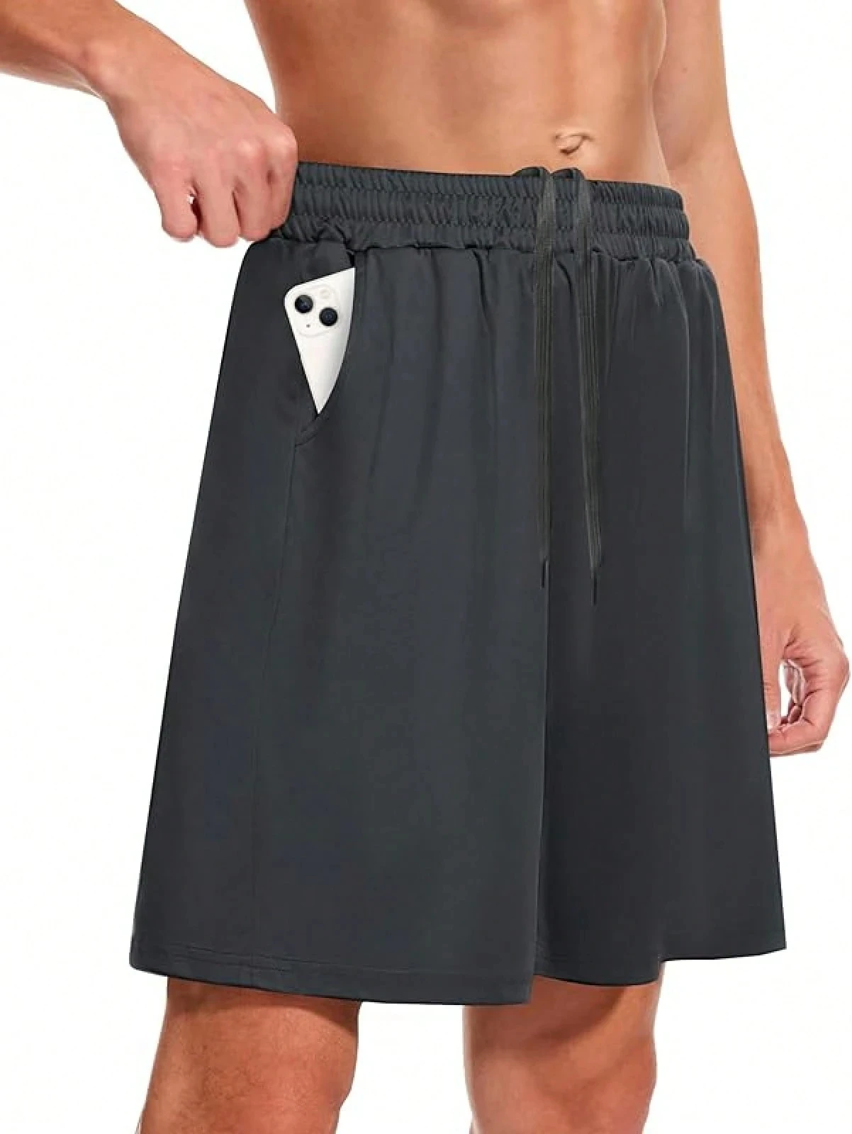 شورت اللياقة البدنية الرياضي للرجال - شورت كرة سلة كاجوال أسود سريع الجفاف مع جيوب للجري والتمرين