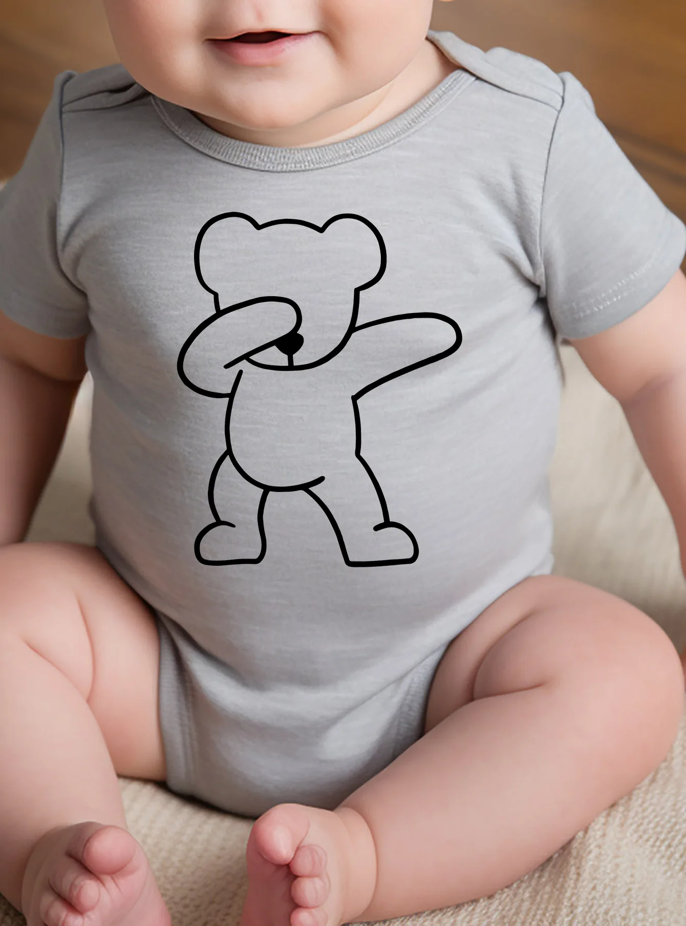 Harajuku Baby Girl Boy 0-24M Onesie Infant Short Sleeve Toddler Simple Newborn Bodysuit Jumpsuit Trendy Romper Bear Pattern