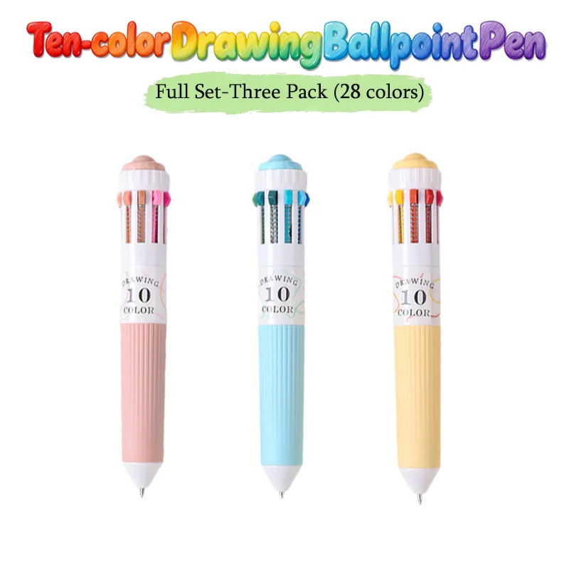 

Ten-color Painting Ballpoint Pen 0.8mm Soft Rubber Sheath Gel Pen Writing Color Art Brush Bookkeeping Mark Ballpoint Pens