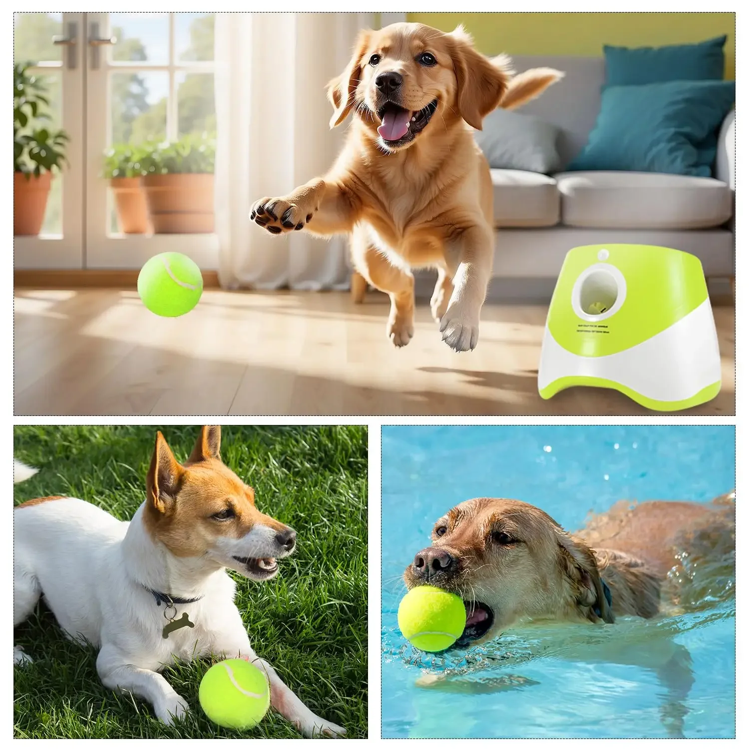 ball launcher dog toy with 6 Tennis Balls,Interactive Dog Toy Automatic juguetes para perros launcher dog thrower cachorro camp