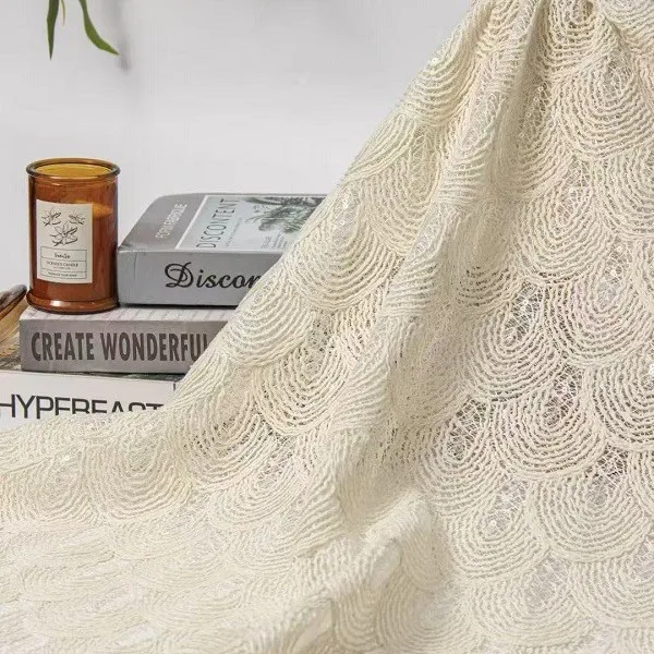 

Stage dress gown sequin embroidered fabric, wedding dress tulle fabric, fashion designer fabric, DIY sewing accessories