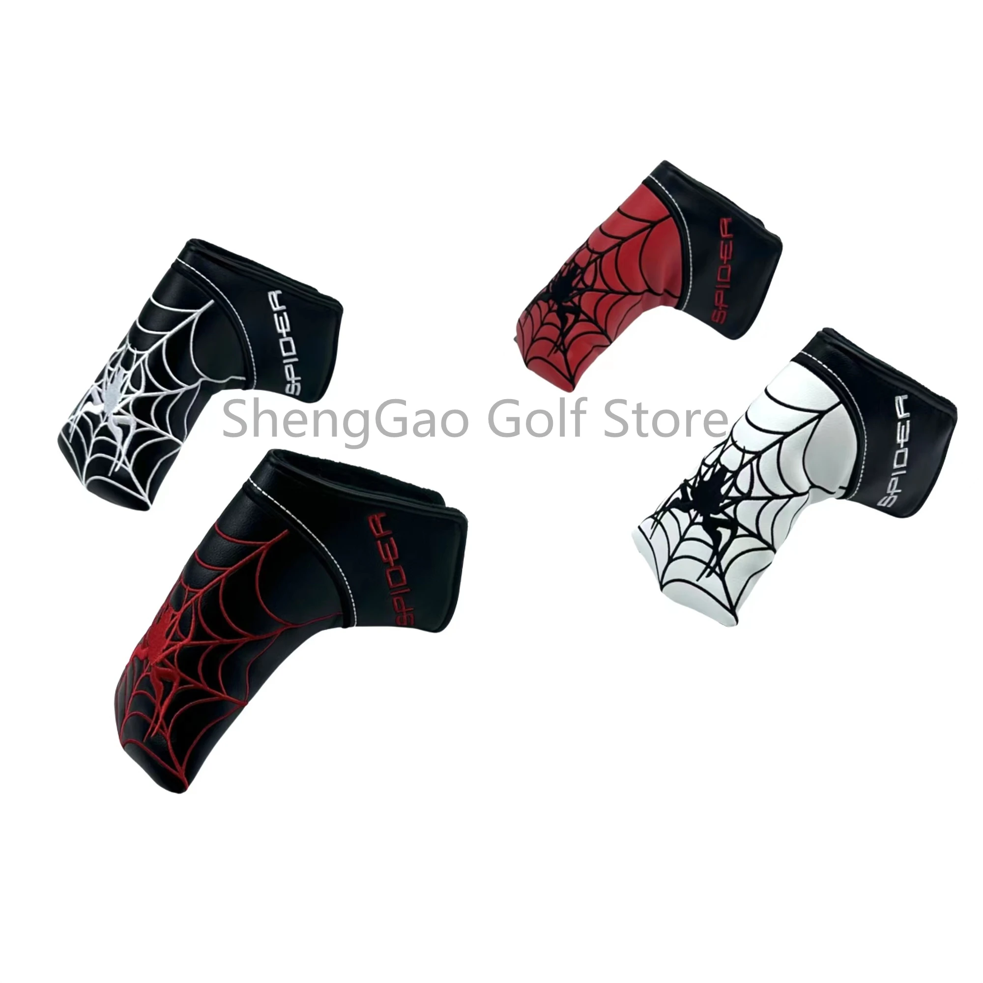 Nieuwe Patroon 1Pc Pu Leer Met Spider Borduren Golf Club Blade Putter Head Cover Met Magneet Sluiting, verkrijgbaar In Vier Kleuren