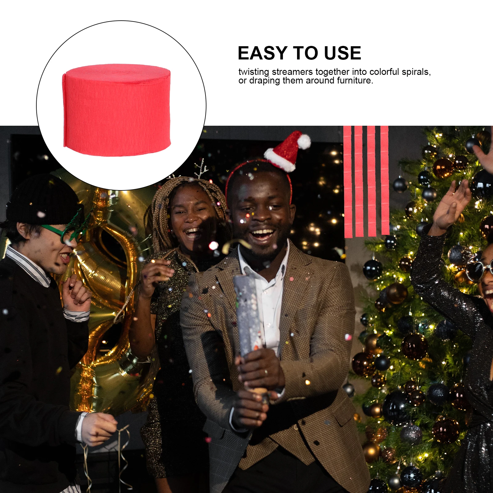 

8 Rolls Colored Crepe Paper Christmas Hanging Streamers Multi function Decorative Wrinkled Paper Bright Eco Material Party