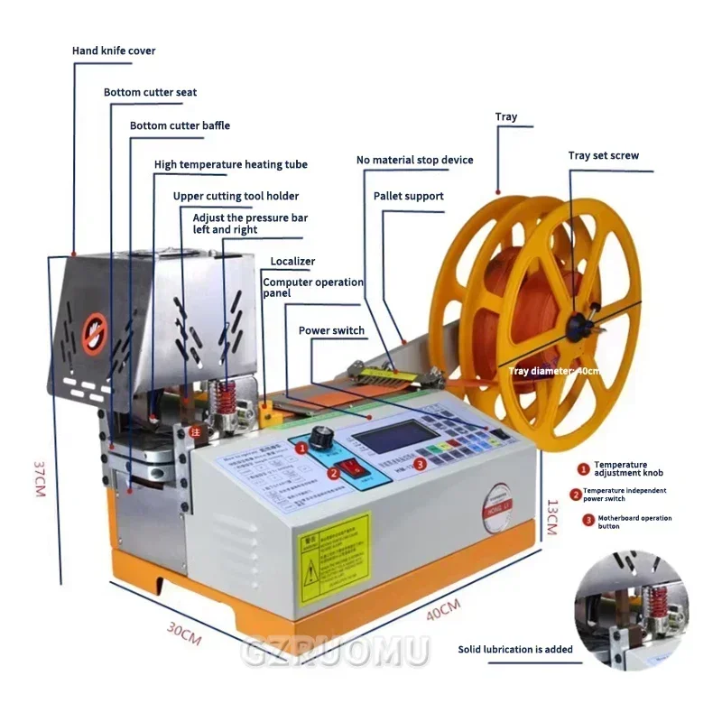 Автоматическая компьютеризированная машина для резки веревки. Холодная и горячая машина для резки ленты на молнии. Эластичная лента. ЖК-экран.