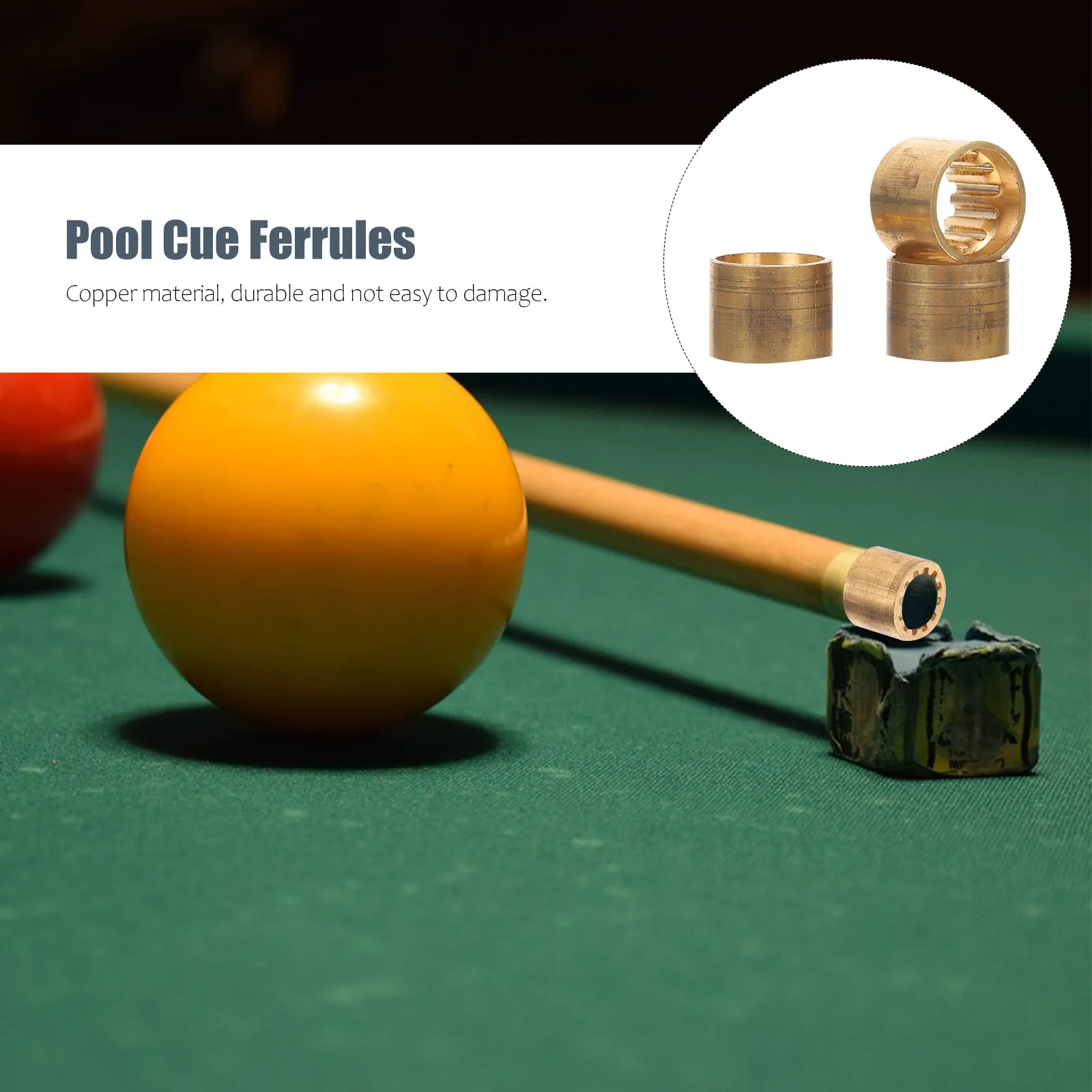 

20Pcs High Quality Billiard Replacement Ferrule Copper Pool Ferrule for Snooker Pool Cue Tips Smooth Surface Creative Design