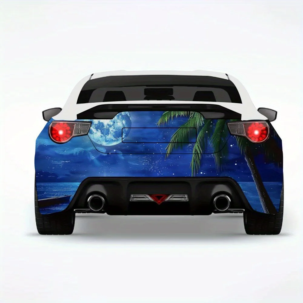 

Tropical_Moonlit Автомобильная наклейка-виниловая наклейка на заднюю часть автомобиля, водонепроницаемые самоклеящиеся виниловые наклейки для хвоста и бампера автомобиля, Decora