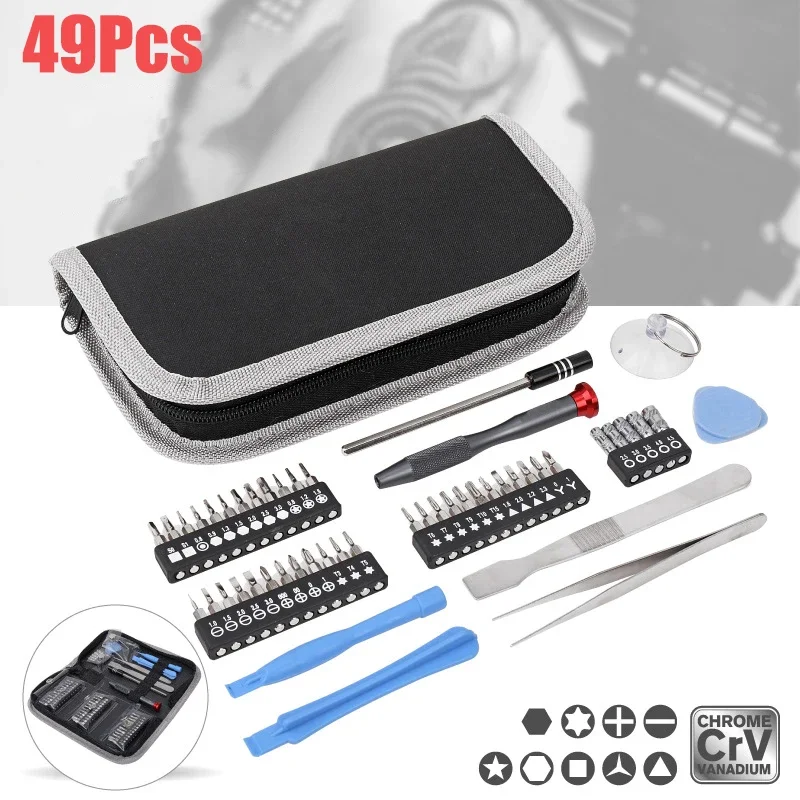 For Mobile Phone Repair 49-piece Portable Tool Set Slotted Cross Shaped Triangular Precision Screwdriver Combination Set Tool