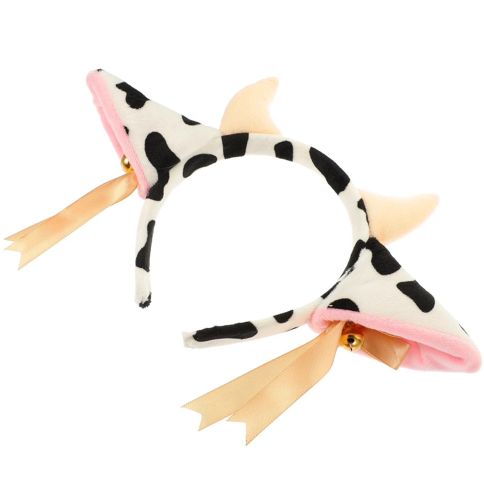 Plush Cow Headband for Party Girls Ribbon Decorative Hair Hoop Bowknot Bell Festival Stage Fabric Baby Halloween Decoration