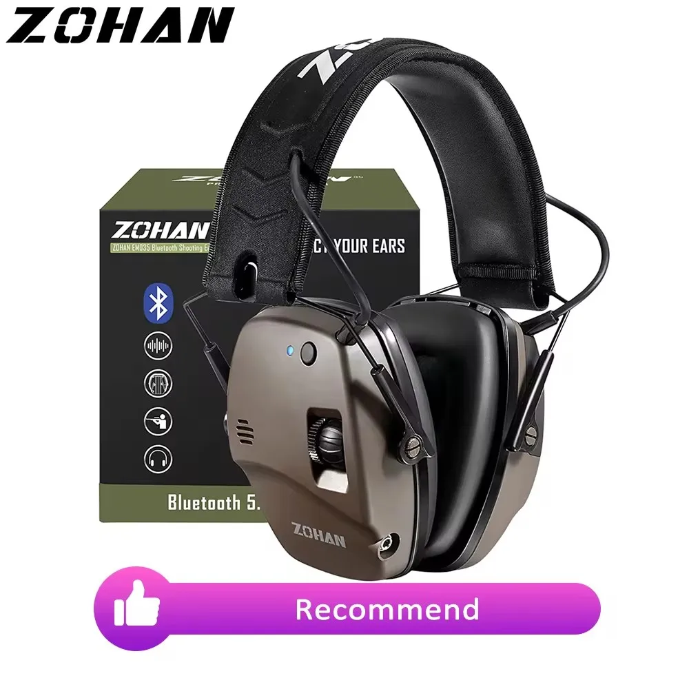 ZOHAN 5.0 Bluetooth elektronik taktikler çekim kulaklıklar işitme koruması anti-gürültü ses amplifikasyon avı için ateş aralığı