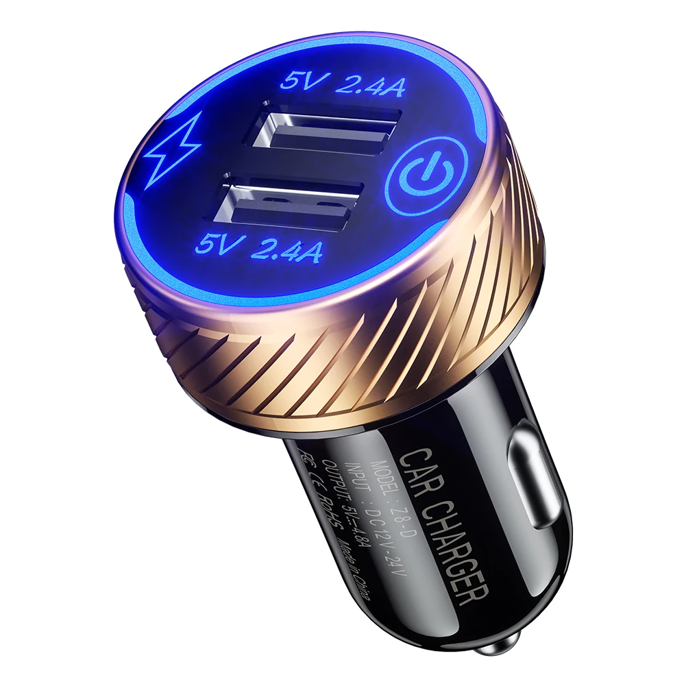 

Dual USB Dual USB Port Car Charger Socket Touch Switch 4.8A Car Charger Adapter Cigarette Lighter Adapter for Huawei Xiaomi Pad