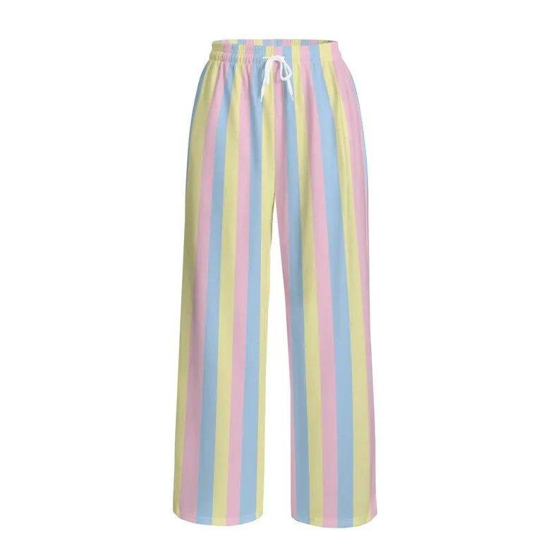 2026 Spring Autumn Personalized Fashionable Y2k Pants Trendy Fashion Pastel Stripe Print Loose Women and Children Sports Pants