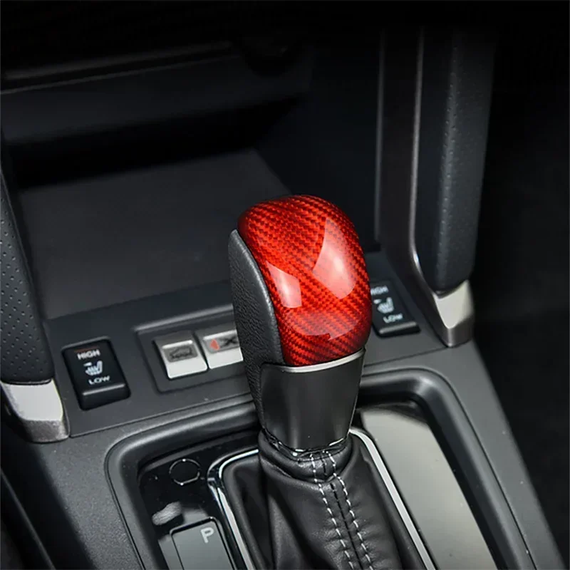 For SUBARU Forester Real Hard Dry Carbon Fiber Interior Gear Shift Knob Cover Trim Handle Sleeve Buttons Cover Sticker 2013-2018