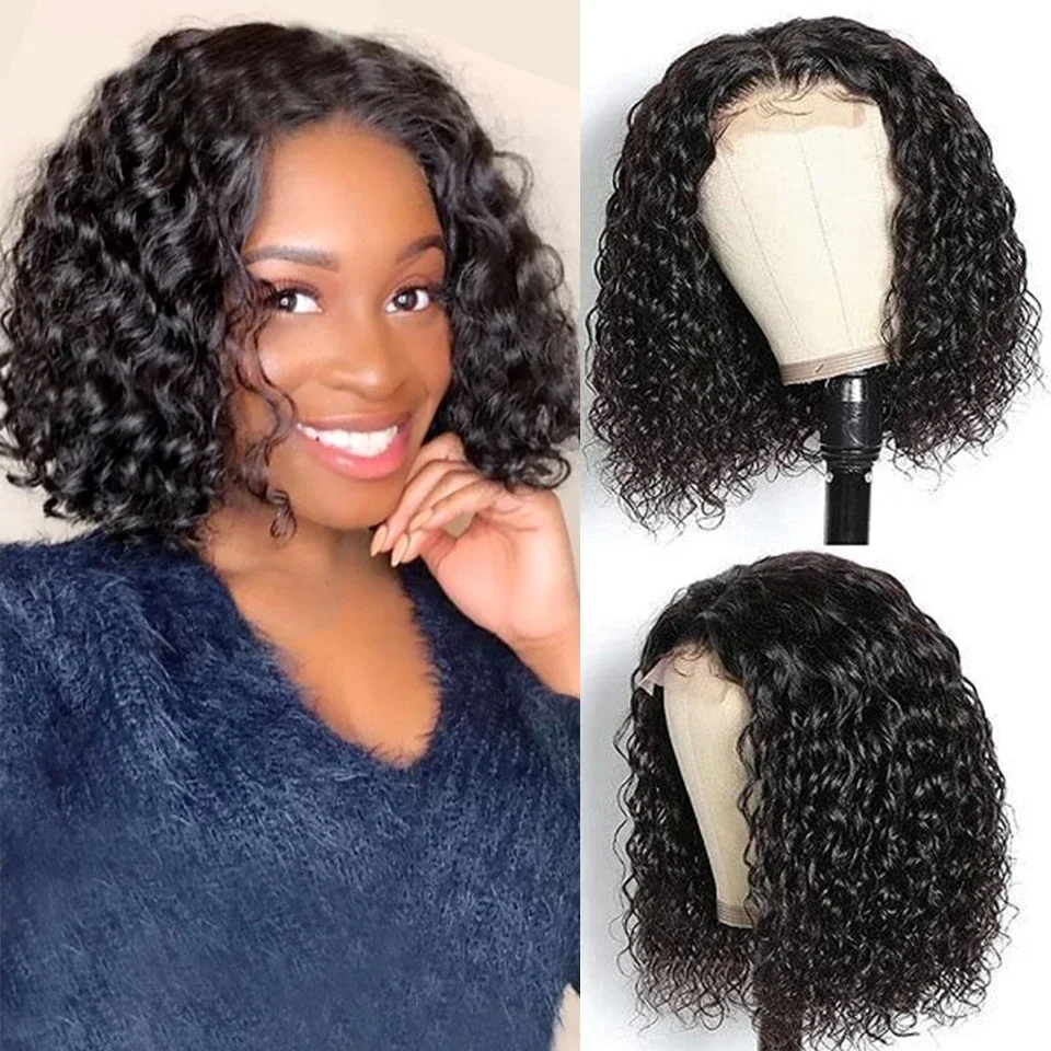 Bob Short Soft 180Density Black Kinky Curly Lace Front Wig For Black Women BabyHair Heat Resistant Glueless Preplucked Daily