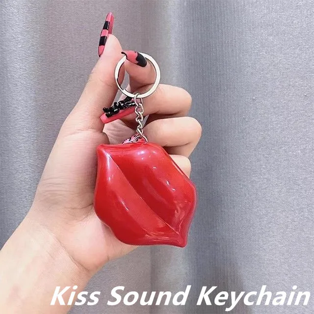 Induction Kiss Sound Keychain Pocket Keychain Portable Lip Keychain Pendant with Funny Kiss Voice Gift for your Lover Baby