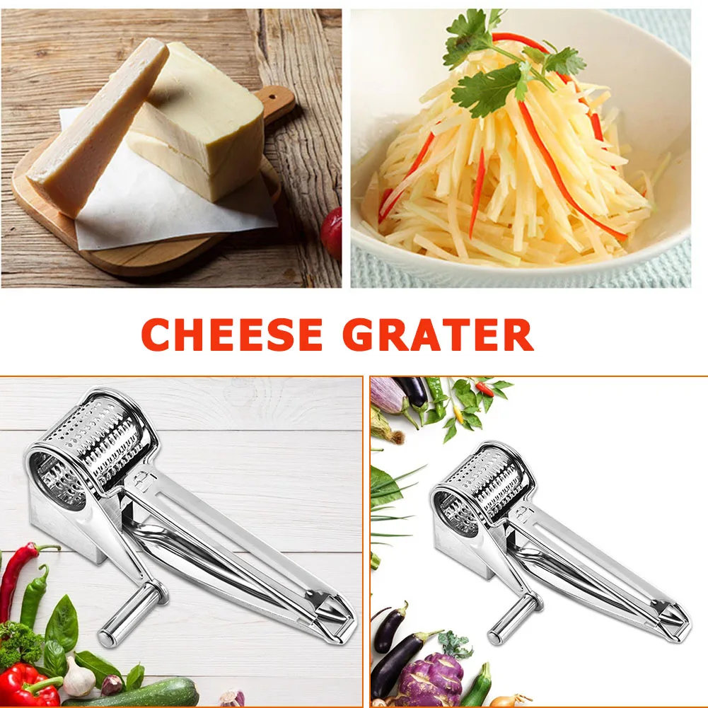 

Stainless Steel Drum Hand-Cranked Cheese Grater Rotary Ginger Chocolate Cutter