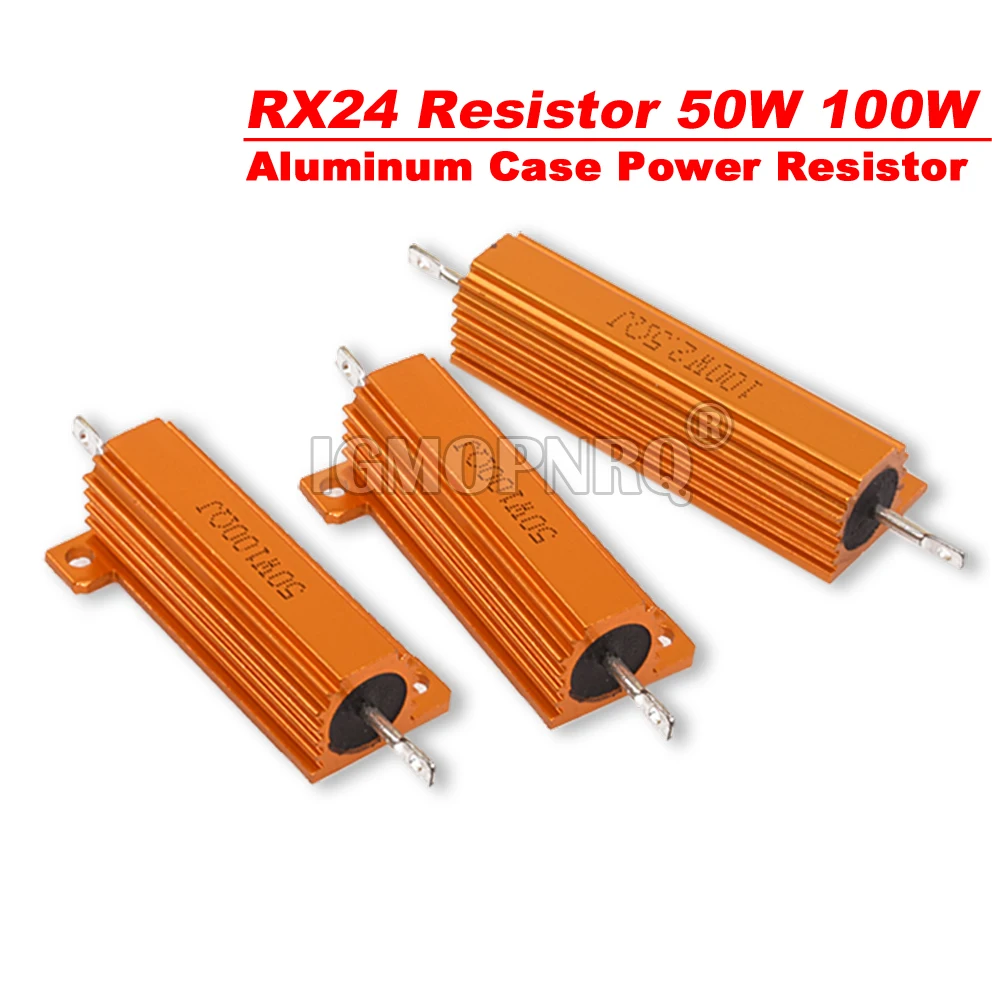 RX24 50 W 100 W Aluminium Power Metal Shell Case Drahtwiderstand 0,01 R ~ 100 K 1 6 8 10 20 200 500 1 K 10 K Ohm Widerstand
