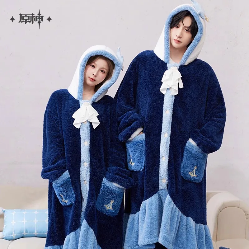 

miHoYo Official Game Neuvillette Robe Genshin Impact Neuvillette Theme Plush Home Sleeping Robe Eye Mask Cosplay Halloween Gifts