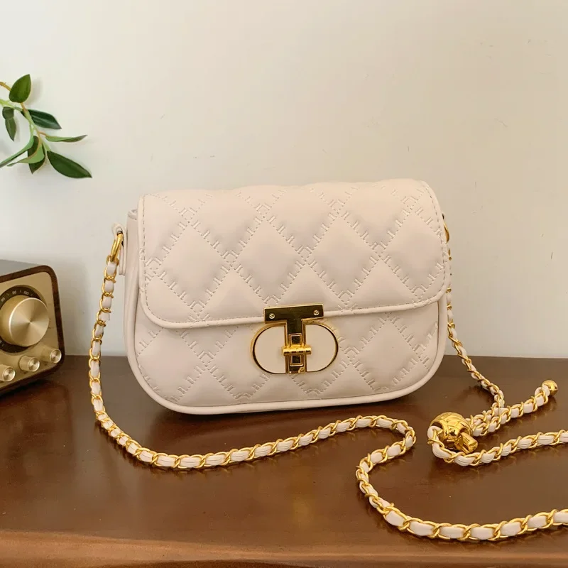 Стильная стеганая женская сумка через плечо с цепочкой - осень 2023, новинка осени, высококачественная квадратная сумка на плечо в корейском стиле под мышками