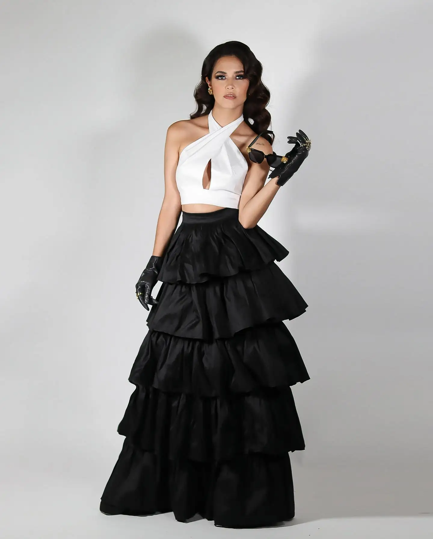 High End Black Layered Long Satin Skirts To Birthday Holiday Party Zipper Waistband A-line Formal Female Maxi Skirt