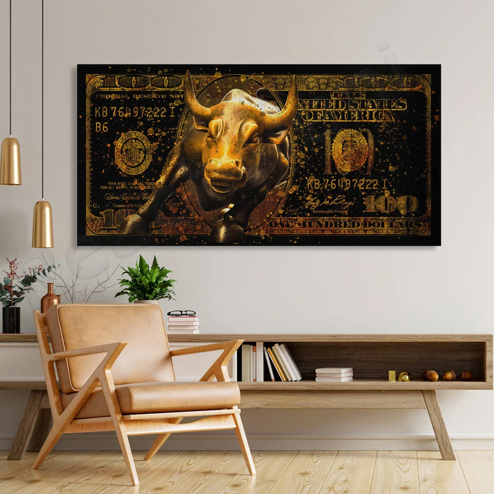 

Golden Bull, Candle Stock Market Art, Wall Street Bull and Bear Stock Market Art Poster, Entrepreneur Wall Decor, Bull and Bear