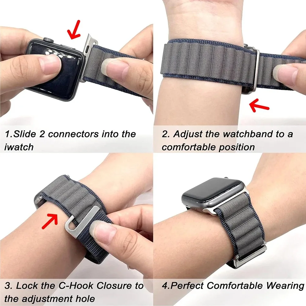 Alpine Loop para Apple Watch Band, Pulseira ajustável de nylon, iWatch Series 9, 8, 7, 6, 5, 4, 3, Correia SE2, 44mm, 40mm, 45mm, 41mm, 49mm ultra