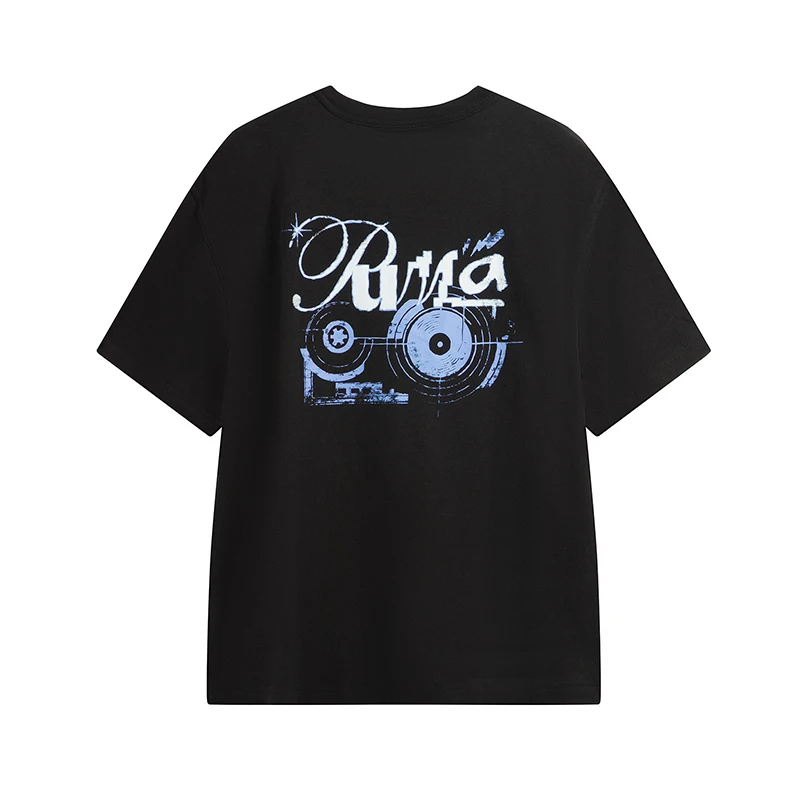 Puma Black Sports Casual Round Neck Short-Sleeved T-Shirt Black Men's and Women's Clothing 63313401