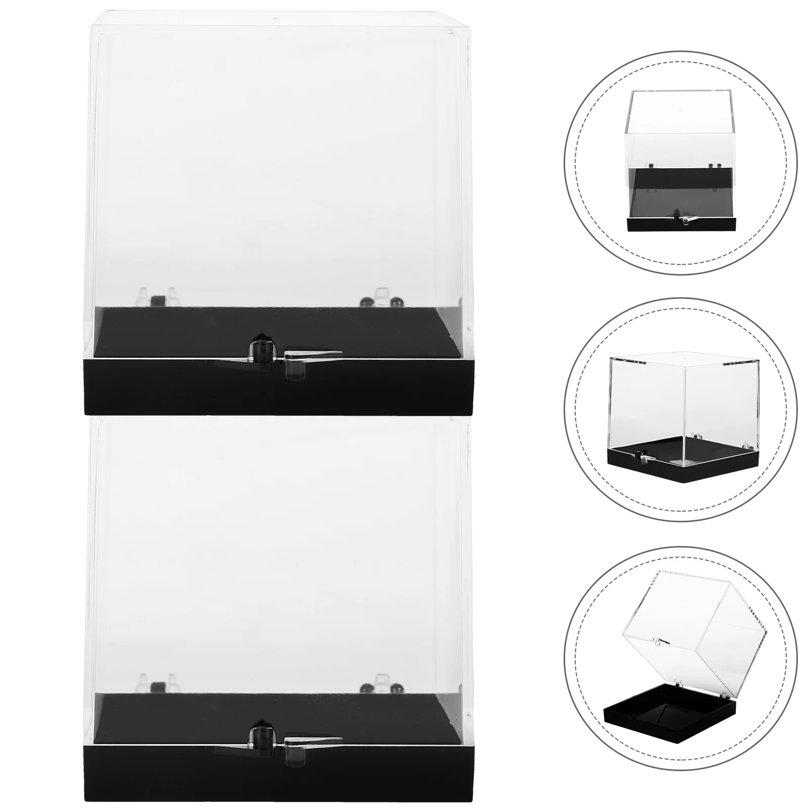 

2 Pcs Square Cube Case Rock Storage Box Clothes Boxes Specimen Container Plastic Man