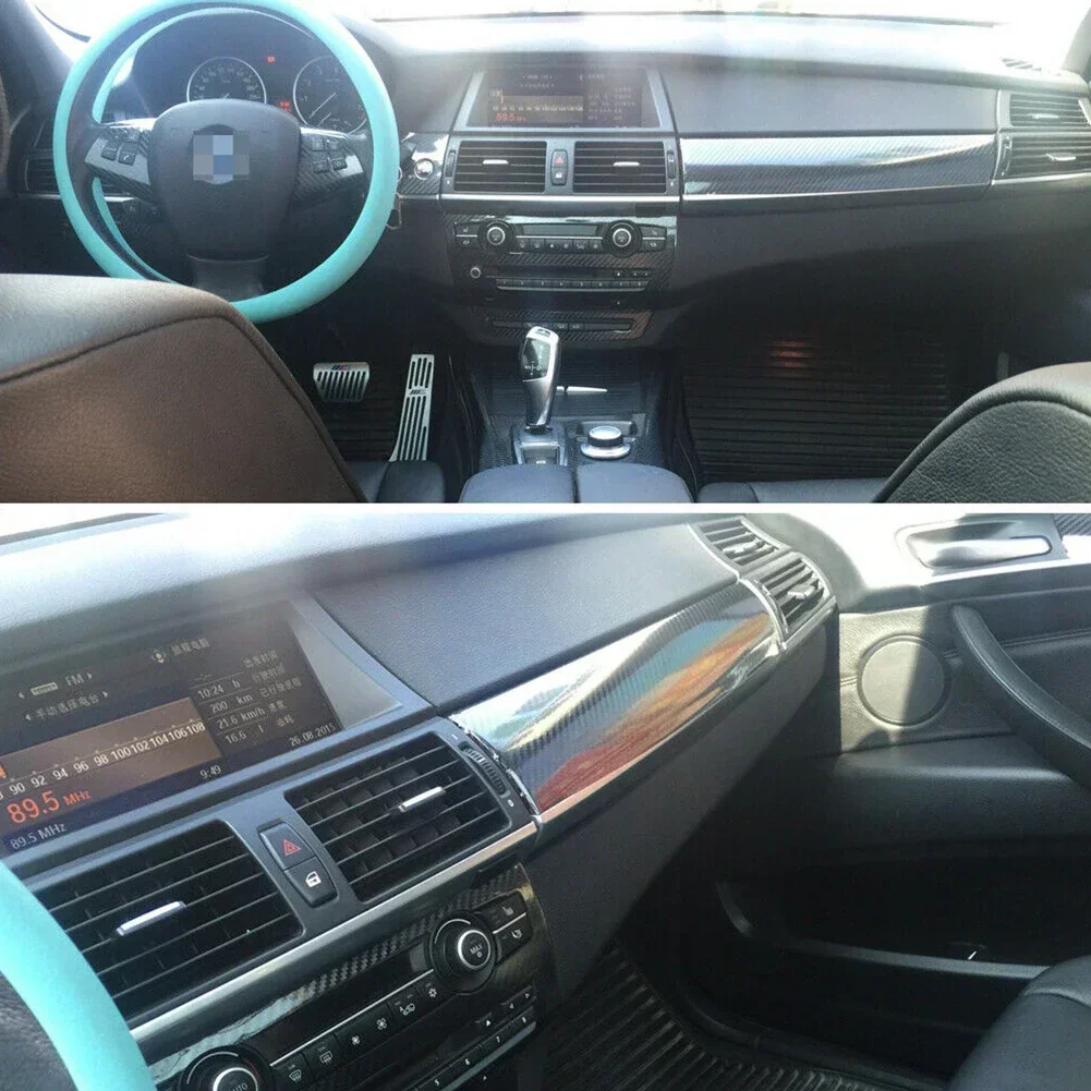 1 Set Brand New Sticker Decal 3D Carbon Fiber Accessory DIY Glossy Interior Pattern For BMW- X5 E70 2007~2013