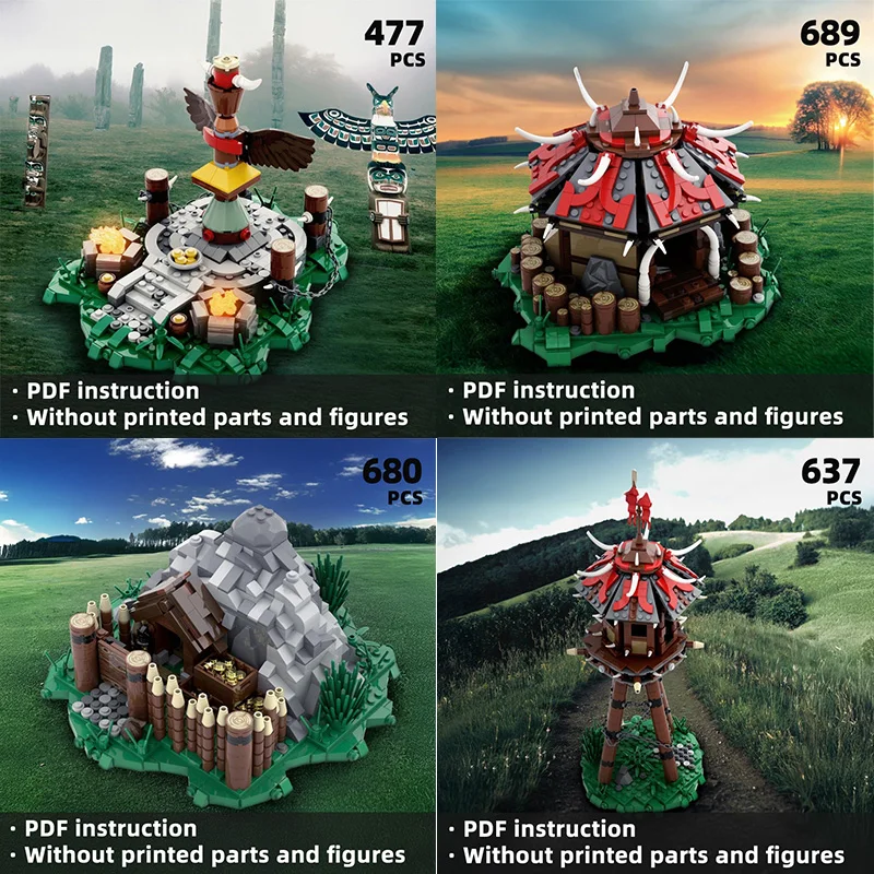 

Special offer tribal village building blocks - diy and match the tribal base in your heart to build your own tribe, Warcraff！