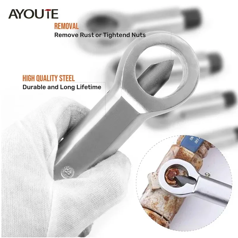 AYOUTE 9-27mm Nut Splitter Tool Set Heavy Duty Metal Nut Breaker Tool Accessories for Workers DIY Families Durable Portable